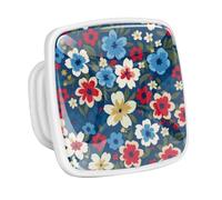 DragonBtu 4 Pack Square Cabinet Handle Cupboard Glowing in the Dark Drawer Pulls Handle Colorful Art Flowers Drawer Knobs with Screws Furniture Decor