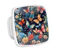 DragonBtu 4 Pack Square Cabinet Handle Cupboard Glowing in the Dark Drawer Pulls Handle Colorful Art Butterfly Drawer Knobs with Screws Furniture Decor