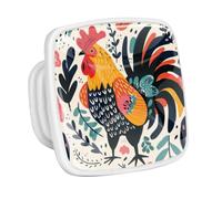 DragonBtu 4 Pack Square Cabinet Handle Cupboard Glowing in the Dark Drawer Pulls Handle Colorful Rooster Drawer Knobs with Screws Furniture Decor