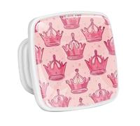DragonBtu 4 Pack Square Cabinet Handle Cupboard Glowing in the Dark Drawer Pulls Handle Crown Pink Drawer Knobs with Screws Furniture Decor