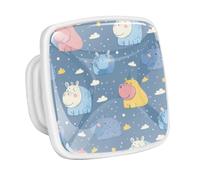 DragonBtu 4 Pack Square Cabinet Handle Cupboard Glowing in the Dark Drawer Pulls Handle Cute Little Hippo Drawer Knobs with Screws Furniture Decor