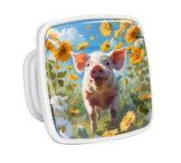DragonBtu 4 Pack Square Cabinet Handle Cupboard Glowing in the Dark Drawer Pulls Handle Cute Pig and Flower Drawer Knobs with Screws Furniture Decor