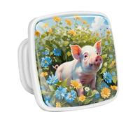 DragonBtu 4 Pack Square Cabinet Handle Cupboard Glowing in the Dark Drawer Pulls Handle Cute Pig Drawer Knobs with Screws Furniture Decor