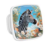 DragonBtu 4 Pack Square Cabinet Handle Cupboard Glowing in the Dark Drawer Pulls Handle Cute Zebra and Flower Drawer Knobs with Screws Furniture Decor