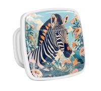 DragonBtu 4 Pack Square Cabinet Handle Cupboard Glowing in the Dark Drawer Pulls Handle Cute Zebra and Flower Drawer Knobs with Screws Furniture Decor