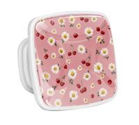 DragonBtu 4 Pack Square Cabinet Handle Cupboard Glowing in the Dark Drawer Pulls Handle Daisies and Cherries Drawer Knobs with Screws Furniture Decor