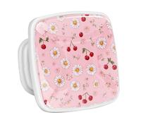 DragonBtu 4 Pack Square Cabinet Handle Cupboard Glowing in the Dark Drawer Pulls Handle Daisies and Cherries Drawer Knobs with Screws Furniture Decor