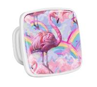 DragonBtu 4 Pack Square Cabinet Handle Cupboard Glowing in the Dark Drawer Pulls Handle Flamingos Rainbow Drawer Knobs with Screws Furniture Decor