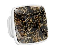 DragonBtu 4 Pack Square Cabinet Handle Cupboard Glowing in the Dark Drawer Pulls Handle Gold Roses Drawer Knobs with Screws Furniture Decor