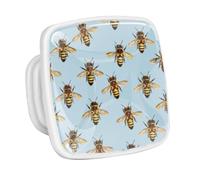 DragonBtu 4 Pack Square Cabinet Handle Cupboard Glowing in the Dark Drawer Pulls Handle Golden Bees Drawer Knobs with Screws Furniture Decor