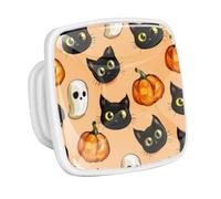 DragonBtu 4 Pack Square Cabinet Handle Cupboard Glowing in the Dark Drawer Pulls Handle Halloween Cats Pumpkin Drawer Knobs with Screws Furniture Decor