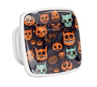 DragonBtu 4 Pack Square Cabinet Handle Cupboard Glowing in the Dark Drawer Pulls Handle Halloween Funny Pumpkin Cats Drawer Knobs with Screws Furniture Decor