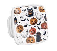 DragonBtu 4 Pack Square Cabinet Handle Cupboard Glowing in the Dark Drawer Pulls Handle Halloween Skull Bat Cat Pumpkin Drawer Knobs with Screws Furniture Decor