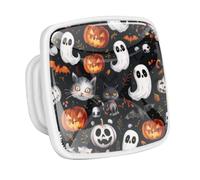 DragonBtu 4 Pack Square Cabinet Handle Cupboard Glowing in the Dark Drawer Pulls Handle Halloween Skull Pumpkin Bat Drawer Knobs with Screws Furniture Decor