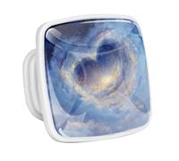 DragonBtu 4 Pack Square Cabinet Handle Cupboard Glowing in the Dark Drawer Pulls Handle Heart Shaped Starry Sky Drawer Knobs with Screws Furniture Decor