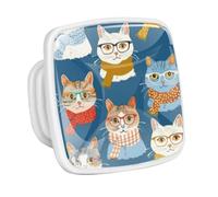 DragonBtu 4 Pack Square Cabinet Handle Cupboard Glowing in the Dark Drawer Pulls Handle Hipster Cute Cats Drawer Knobs with Screws Furniture Decor