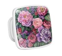 DragonBtu 4 Pack Square Cabinet Handle Cupboard Glowing in the Dark Drawer Pulls Handle Lavender and Roses Drawer Knobs with Screws Furniture Decor