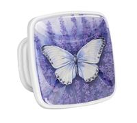 DragonBtu 4 Pack Square Cabinet Handle Cupboard Glowing in the Dark Drawer Pulls Handle Lavender Butterfly Drawer Knobs with Screws Furniture Decor