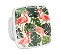 DragonBtu 4 Pack Square Cabinet Handle Cupboard Glowing in the Dark Drawer Pulls Handle Leaf Flamingo Drawer Knobs with Screws Furniture Decor