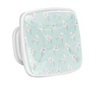 DragonBtu 4 Pack Square Cabinet Handle Cupboard Glowing in the Dark Drawer Pulls Handle Lilies White Drawer Knobs with Screws Furniture Decor