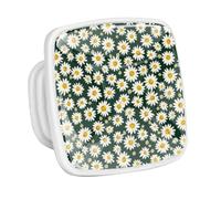 DragonBtu 4 Pack Square Cabinet Handle Cupboard Glowing in the Dark Drawer Pulls Handle Little Daisy Flowers Drawer Knobs with Screws Furniture Decor