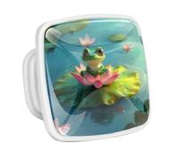 DragonBtu 4 Pack Square Cabinet Handle Cupboard Glowing in the Dark Drawer Pulls Handle Lotus Leaf Frog Drawer Knobs with Screws Furniture Decor