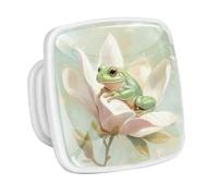 DragonBtu 4 Pack Square Cabinet Handle Cupboard Glowing in the Dark Drawer Pulls Handle Magnolia and Frog Drawer Knobs with Screws Furniture Decor