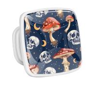 DragonBtu 4 Pack Square Cabinet Handle Cupboard Glowing in the Dark Drawer Pulls Handle Mushrooms Moon and Skulls Drawer Knobs with Screws Furniture Decor