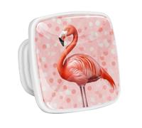 DragonBtu 4 Pack Square Cabinet Handle Cupboard Glowing in the Dark Drawer Pulls Handle Polka Dot Flamingo Drawer Knobs with Screws Furniture Decor