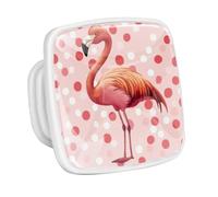 DragonBtu 4 Pack Square Cabinet Handle Cupboard Glowing in the Dark Drawer Pulls Handle Polka Dot Flamingo Drawer Knobs with Screws Furniture Decor