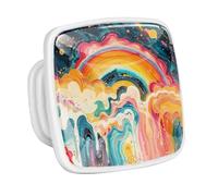 DragonBtu 4 Pack Square Cabinet Handle Cupboard Glowing in the Dark Drawer Pulls Handle Rainbow Drawer Knobs with Screws Furniture Decor