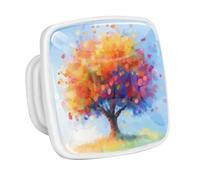 DragonBtu 4 Pack Square Cabinet Handle Cupboard Glowing in the Dark Drawer Pulls Handle Rainbow Tree Drawer Knobs with Screws Furniture Decor