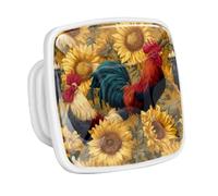 DragonBtu 4 Pack Square Cabinet Handle Cupboard Glowing in the Dark Drawer Pulls Handle Rooster Drawer Knobs with Screws Furniture Decor