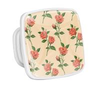 DragonBtu 4 Pack Square Cabinet Handle Cupboard Glowing in the Dark Drawer Pulls Handle Roses Flowers Pattern Drawer Knobs with Screws Furniture Decor