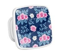 DragonBtu 4 Pack Square Cabinet Handle Cupboard Glowing in the Dark Drawer Pulls Handle Roses Flower Drawer Knobs with Screws Furniture Decor