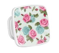 DragonBtu 4 Pack Square Cabinet Handle Cupboard Glowing in the Dark Drawer Pulls Handle Roses Pink Blue Drawer Knobs with Screws Furniture Decor