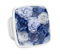 DragonBtu 4 Pack Square Cabinet Handle Cupboard Glowing in the Dark Drawer Pulls Handle Roses Pretty Pattern Drawer Knobs with Screws Furniture Decor