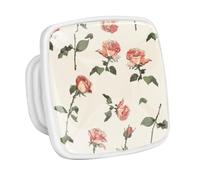 DragonBtu 4 Pack Square Cabinet Handle Cupboard Glowing in the Dark Drawer Pulls Handle Roses Prints Drawer Knobs with Screws Furniture Decor