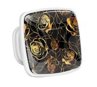 DragonBtu 4 Pack Square Cabinet Handle Cupboard Glowing in the Dark Drawer Pulls Handle Roses Silhouette Drawer Knobs with Screws Furniture Decor