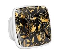 DragonBtu 4 Pack Square Cabinet Handle Cupboard Glowing in the Dark Drawer Pulls Handle Roses Silhouette Drawer Knobs with Screws Furniture Decor