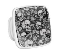 DragonBtu 4 Pack Square Cabinet Handle Cupboard Glowing in the Dark Drawer Pulls Handle Skull Rose Drawer Knobs with Screws Furniture Decor