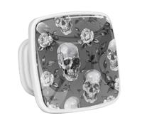 DragonBtu 4 Pack Square Cabinet Handle Cupboard Glowing in the Dark Drawer Pulls Handle Skull Rose Floral Drawer Knobs with Screws Furniture Decor