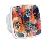 DragonBtu 4 Pack Square Cabinet Handle Cupboard Glowing in the Dark Drawer Pulls Handle Skulls Spiders Drawer Knobs with Screws Furniture Decor