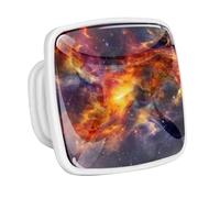 DragonBtu 4 Pack Square Cabinet Handle Cupboard Glowing in the Dark Drawer Pulls Handle Space Universe Cosmic Stars Drawer Knobs with Screws Furniture Decor