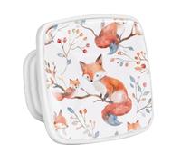 DragonBtu 4 Pack Square Cabinet Handle Cupboard Glowing in the Dark Drawer Pulls Handle Watercolor Foxes Drawer Knobs with Screws Furniture Decor