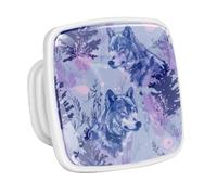 DragonBtu 4 Pack Square Cabinet Handle Cupboard Glowing in the Dark Drawer Pulls Handle Wolf Pattern Drawer Knobs with Screws Furniture Decor