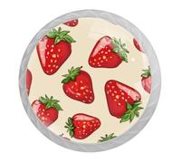 DragonBtu 4 Pack Tempting Strawberry Round Cabinet Knobs Kitchen Cupboard Knob White Drawer Pulls Dresser Handle with Screws Furniture Decoration 1.37"
