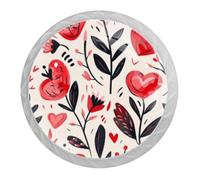 DragonBtu 4 Pack Valentine's Day Heart Round Cabinet Knobs Kitchen Cupboard Knob White Drawer Pulls Dresser Handle with Screws Furniture Decoration 1.37"