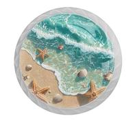 DragonBtu 4 Pcs 1.37" Round Cabinet Knobs Beach Waves Starfish Kitchen Cupboard Knob White Drawer Pulls Dresser Handle with Screws Furniture Decoration
