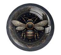 DragonBtu 4 Pcs 1.37" Round Cabinet Knobs Bee Kitchen Cupboard Knob Black Drawer Hardware Pulls Dresser Handle with Screws Furniture Decoration